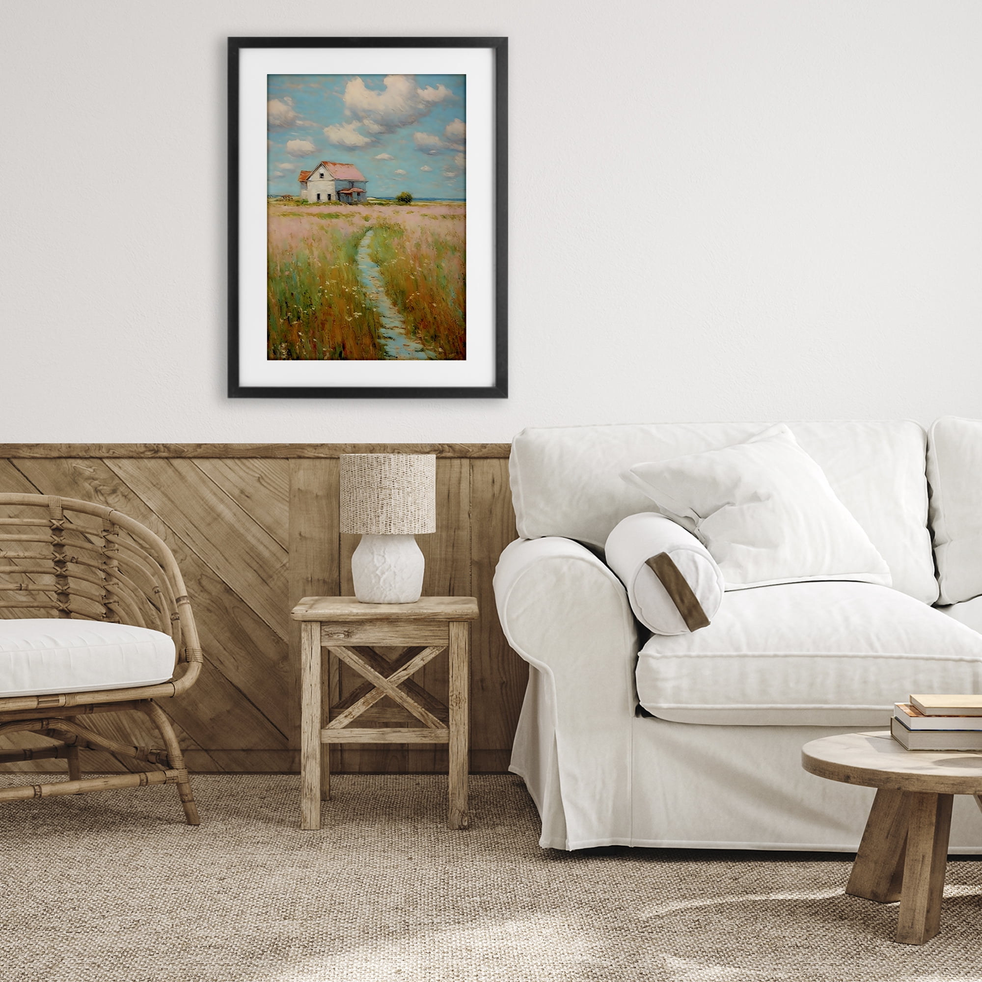 Stupell Industries House in Field of Flowers Black Framed Print Under Glass, design by Creative Studio