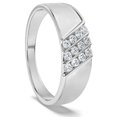 thumbnail image 3 of Pompeii 1/5Ct Multi Row Men's Diamond Polished Gold Lightweigt Ring (G/H,VS), 3 of 7