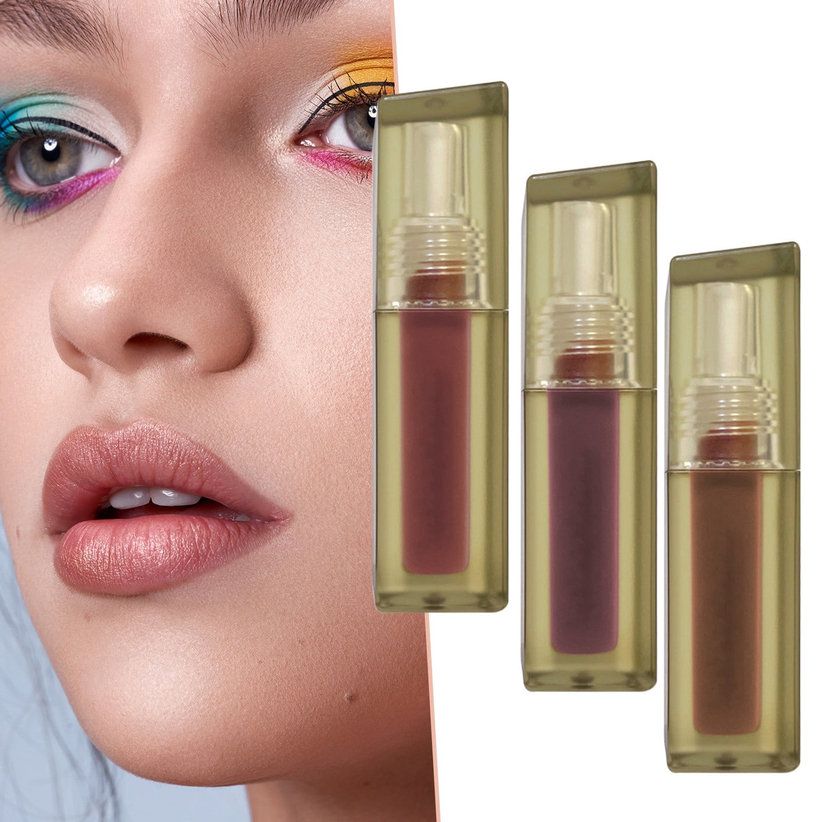 Lip Gloss with Glitter for Girls Butter Gloss Korean Lip Gloss Tint Lip Gloss Roll on Pack Rainbow Lipstick Lip Tint Long Lasting Lip Gloss Color Clear Lip Gloss Plumper Lip Bar Natural Makeup Teen