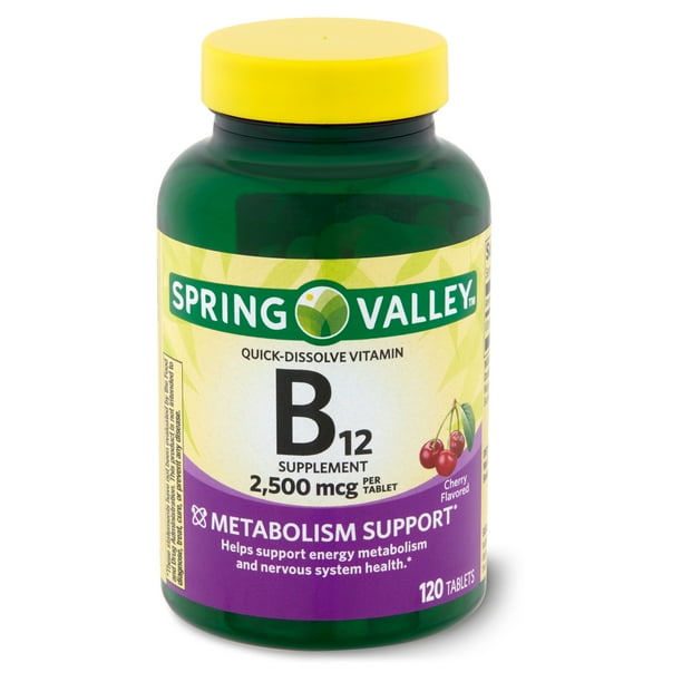 Spring Valley Vitamin B12 QuickDissolve Tablets, 2500 mcg, Cherry