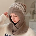 thumbnail image 2 of Winter Beanie Hat Women Slouchy Knit Warm Wool Scarf Integrated Pullover Cute Parent Child Knitted Cap, 2 of 6