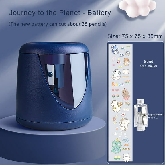 Under $5 Manual Pencil Sharpener, Automatic Electric Pencil Sharpener, Battery-Powered for Home & Office Use, Portable Pencil Sharpener, Blue, by Goohae