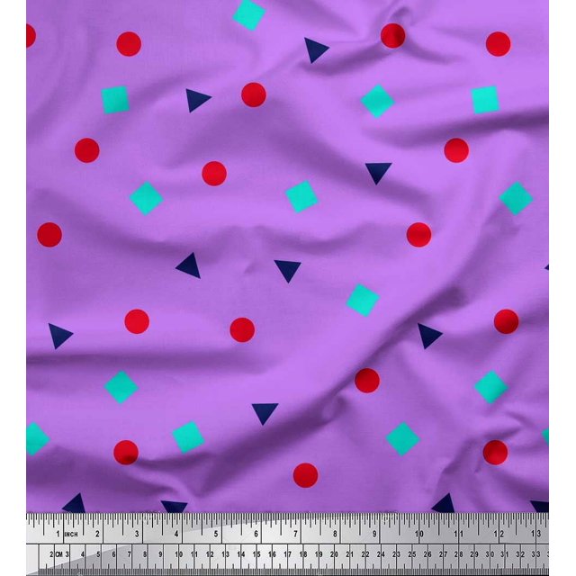 Soimoi Cotton Poplin Fabric Square,Dot & Triangle Geometric Print Fabric by Yard 56 Inch Wide