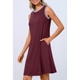 thumbnail image 7 of YOGAFOX Women's Summer Casual Beach Vacation Sleeveless Crewneck Mini Dresses(Wine,M), 7 of 7