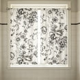 thumbnail image 5 of huayou 2 Pack Printed Kitchen Tier Curtains, 27.56x59.06 Inch Black Sketch Floral Pattern Short Window Curtains, for Indoor Kitchen Farmhouse Home Window Decor, 5 of 7
