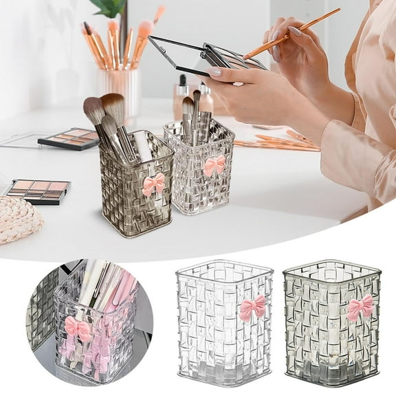 Clear Acrylic Makeup Brush Holder Organizer, Pencil Holder Desk Cosmetic Organizer, Desk Acrylic Brushes Storage