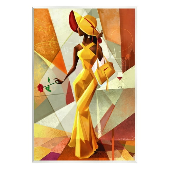 Stupell Industries Modern Cubist Fashion Girl Abstract Painting Unframed Art Print Wall Art, 13 x 19