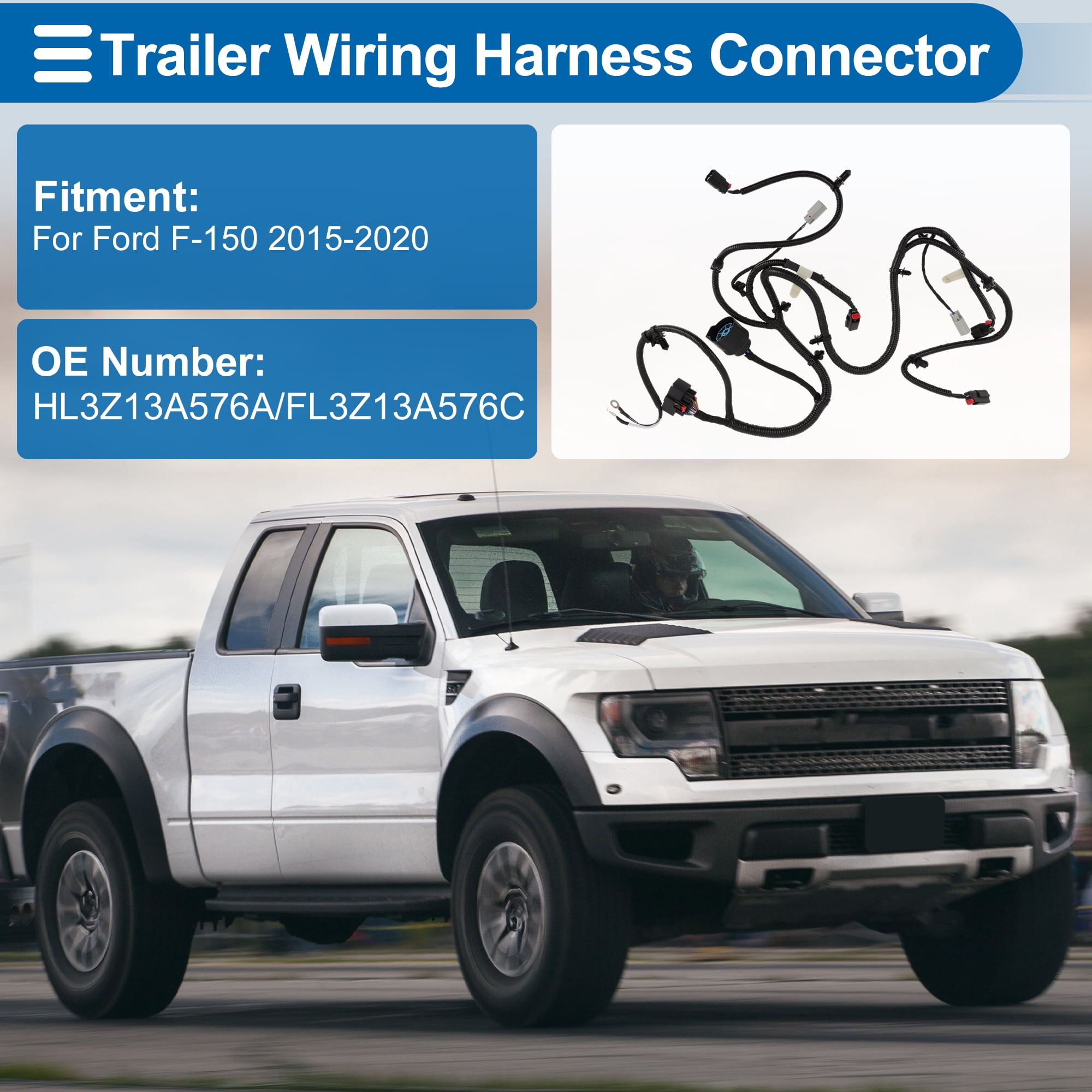 Unique Bargains 4 Pin Trailer Wiring Harness HL3Z13A576A for Ford F-150 2015-2020