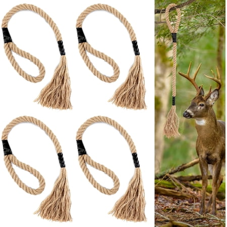 Tutuviw 4 Pcs Deer Scent Rope 31 Inch Effective Mock Scrape Rope Highly Attractant Absorbent Hanging Accessories Kit for Attractive Deer Jute Mock Scrape with Hemp Rope