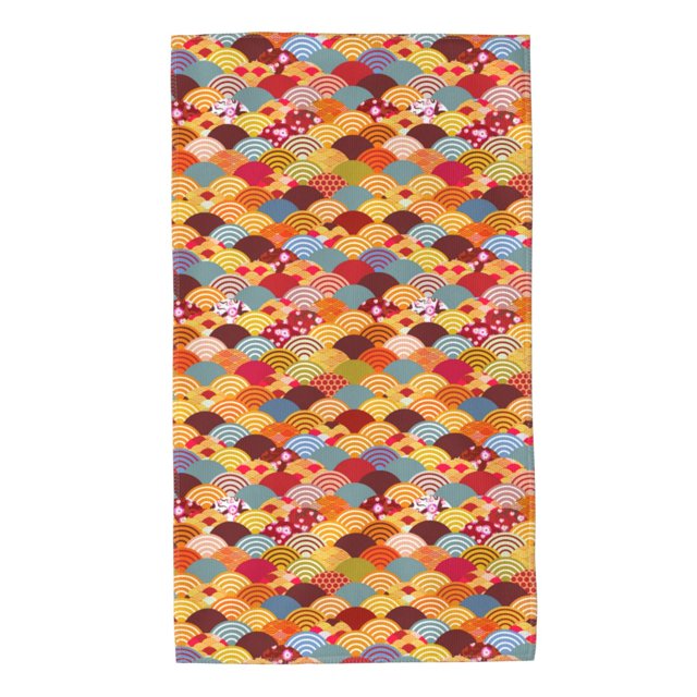 Fotbe Japanese Style Fish Scales Toalla Premium con Patrón, Toalla de Microfibra de Secado Rápido, Ligera y Altamente Absorbente (27.5x16in), Ideal para Uso Diario