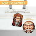 thumbnail image 3 of Chinese God of Wealth Square PU Leather Luggage Tags - 2 Pack with Privacy Cover and Stainless Steel Ring - Suitable for Travel, Backpack, Handbag - Suitcase Tags, Travel Tag, 3 of 7