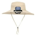 thumbnail image 3 of Sombrero para el sol, ajustable, de ala ancha, recargable, con ventilador, sombrero de pescador con Caqui, 3 of 9