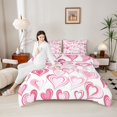 thumbnail image 4 of Castle Fairy Love Heart Print Full Size Comforter Sets 3-Piece for Adults Female Men,Abstract Graffiti Stripes Bedding Comforter Set,Happy Valentine's Day Lightweight Bedding Sets, 4 of 8