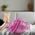 thumbnail image 3 of Positive Energy Soft Flannel Fleece Throw Blanket, Monochrome Image with Cursive Lettering on Brushstroke Backdrop, Cozy Plush for Indoor and Outdoor Use, 50" x 60", Pink and White, by Ambesonne, 3 of 5