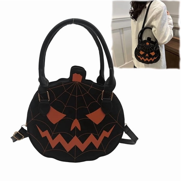 Halloween Pumpkin Purse for Theme Party, Cute Spooky Devil Shoulder Bag PU Leather Crossbody Bag, Fun Halloween Accessories