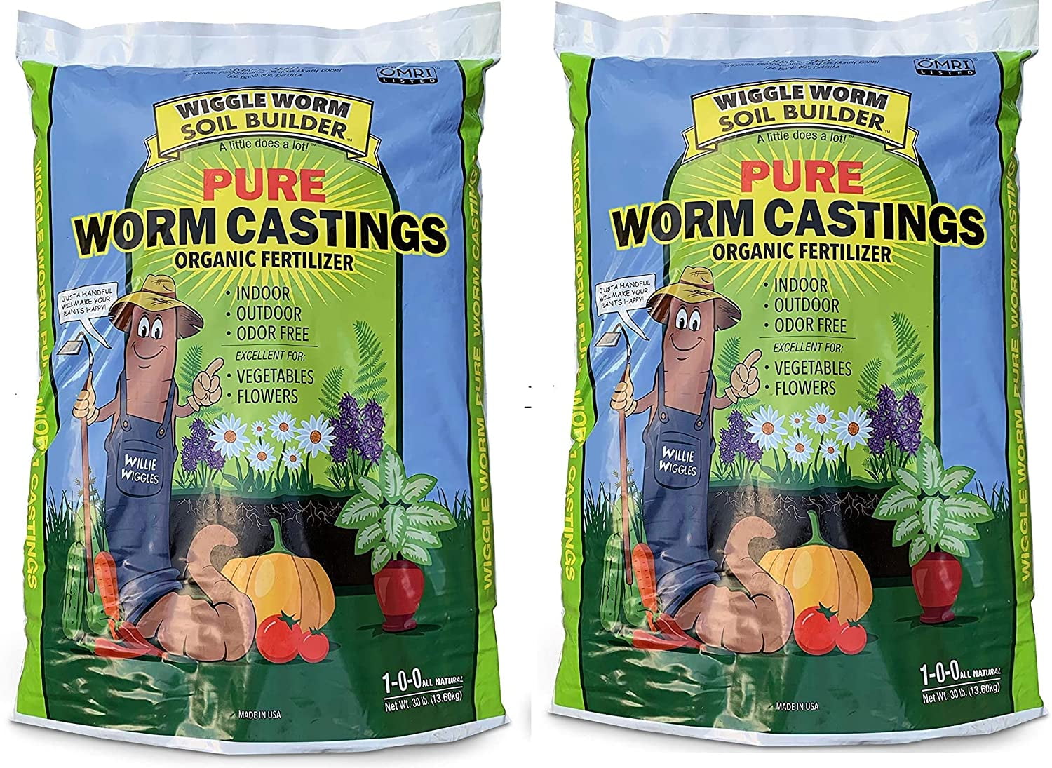 2-Pack 30-pounds Wiggle Worm Soil Builder Worm Castings Organic Fertilizer 