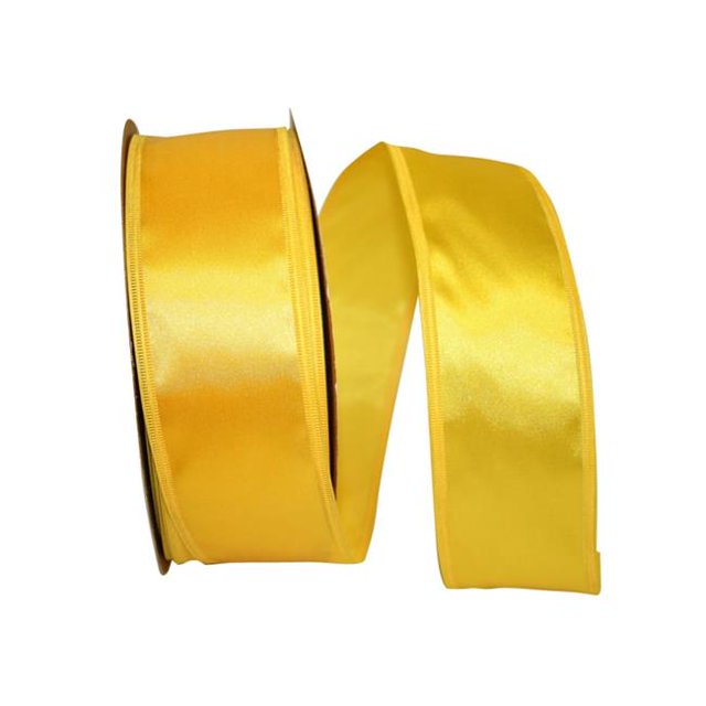 Reliant Ribbon 5102W-079-16K 20.12 in. 50 Yards Dyna Satin EZ Wired Edge Ribbon, Yellow