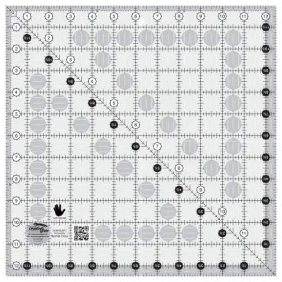 Creative Grids Quilt Ruler Left Handed 12-1/2in x 12-1/2in Square