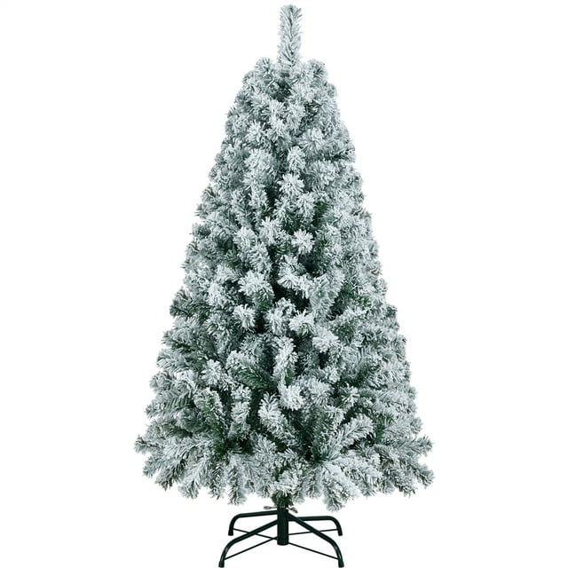 Yaheetech 4.5ft Flocked Artificial Christmas Tree with 340 Branch Tips, Green