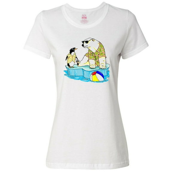 Inktastic Penguin and Polar Bear Iceberg Beach Bums Women's T-Shirt
