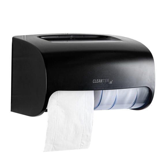 Clean Tek Black Plastic Standard Toilet Paper Dispenser - Double Roll - 10 1/2" x 6 1/4" x 6 1/4" - 1 count box
