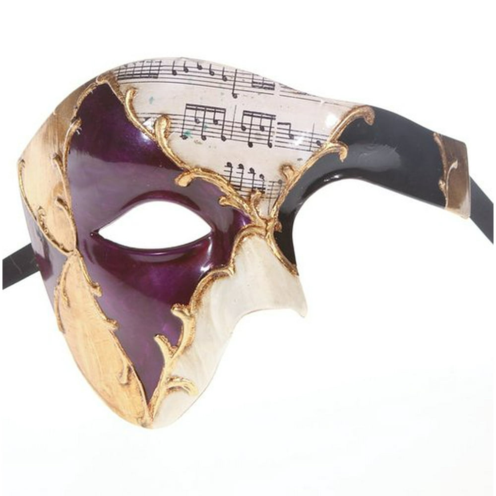 Men Phantom Of The Opera Half Face Masquerade Mask Purple and Gold