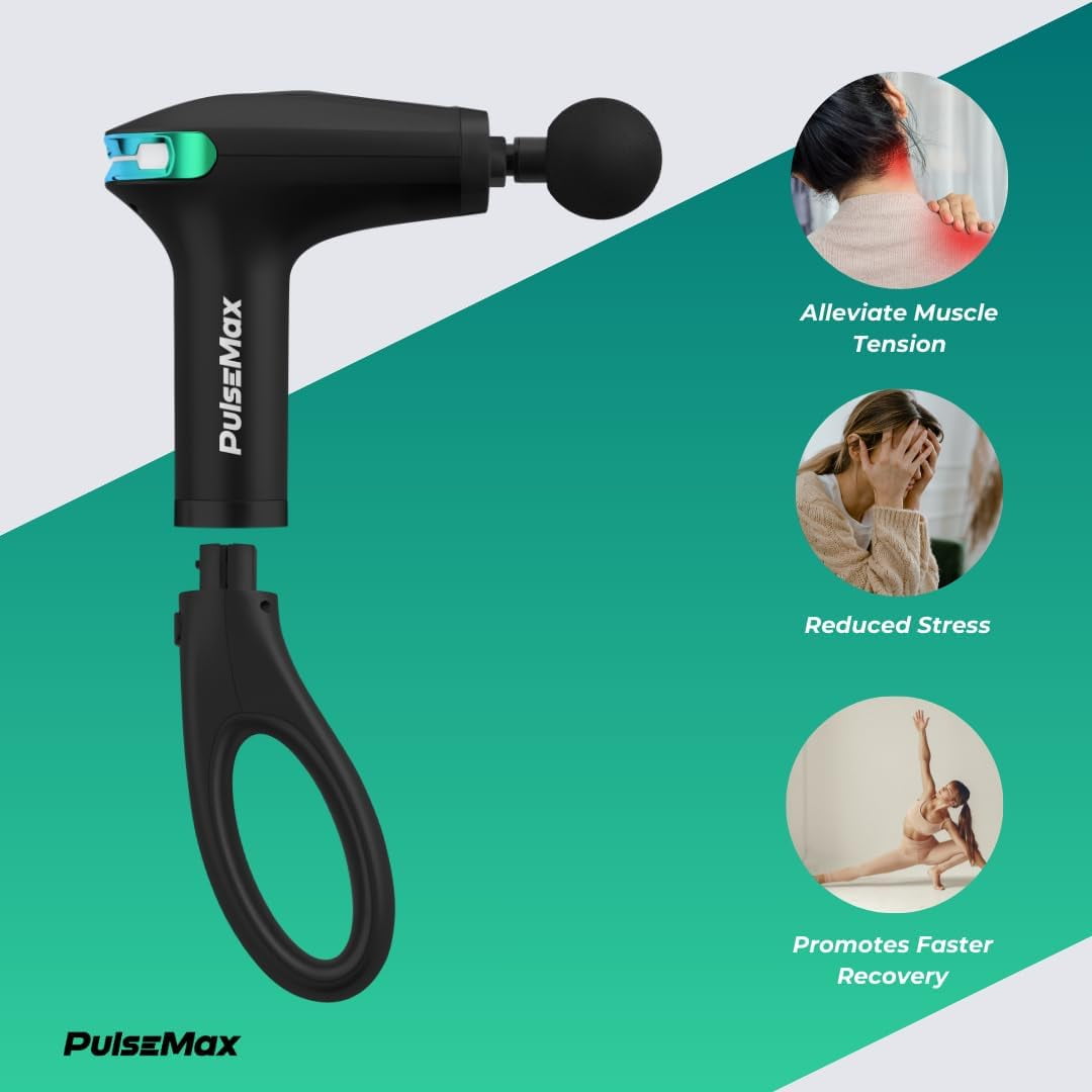 REATHLETE PULSEMAX Percussive Therapy Device - Massage Gun for Muscle Treatment - Handheld, Wireless Deep Tissue Massage - Ideal for Back, Shoulder, Arms, Glutes, Calf -Full Body Pain Relief