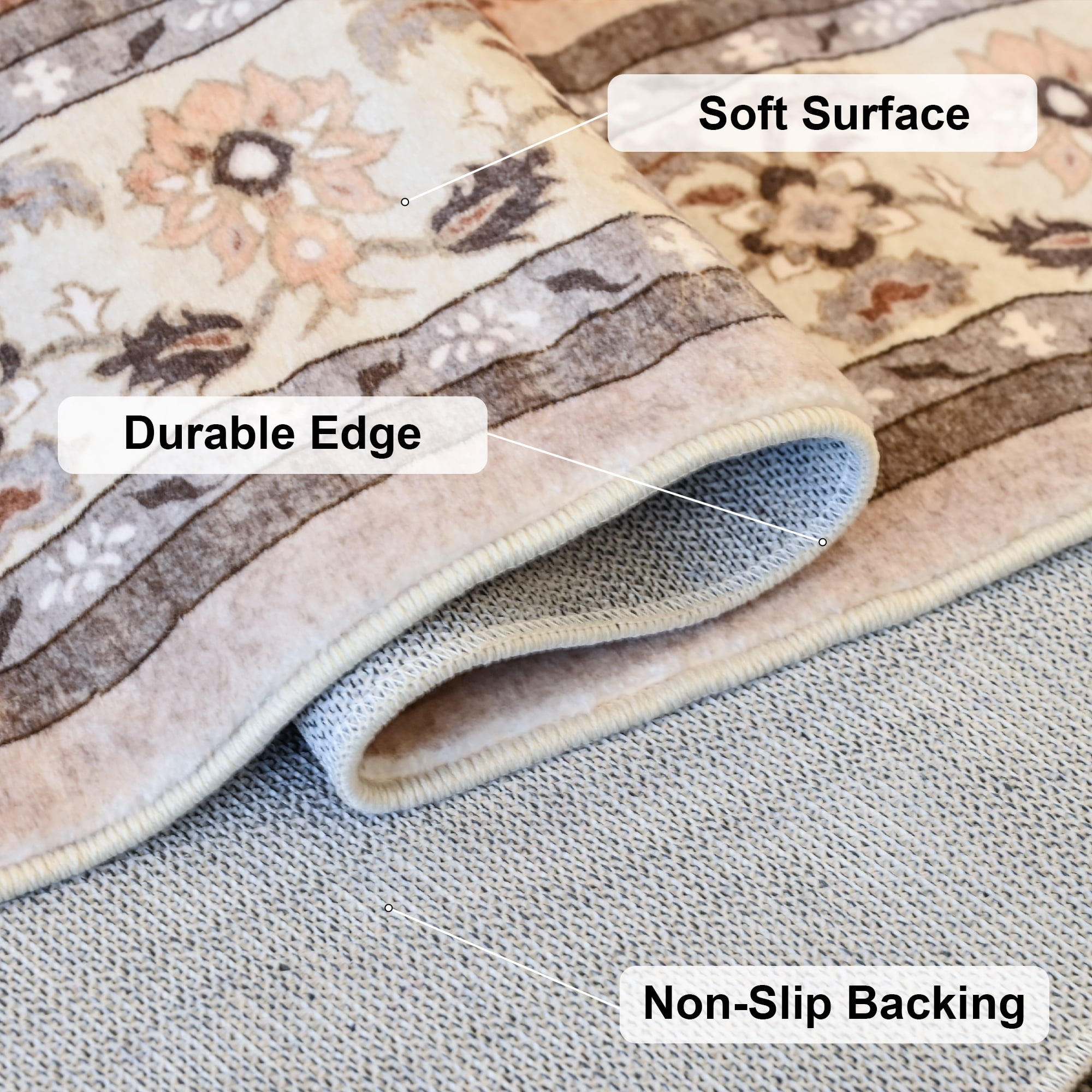 Pentantan 6'x9' Area Rugs for Living Room, Boho Vintage Soft Washable Rug with Non Slip Backing for Bedroom, Brown