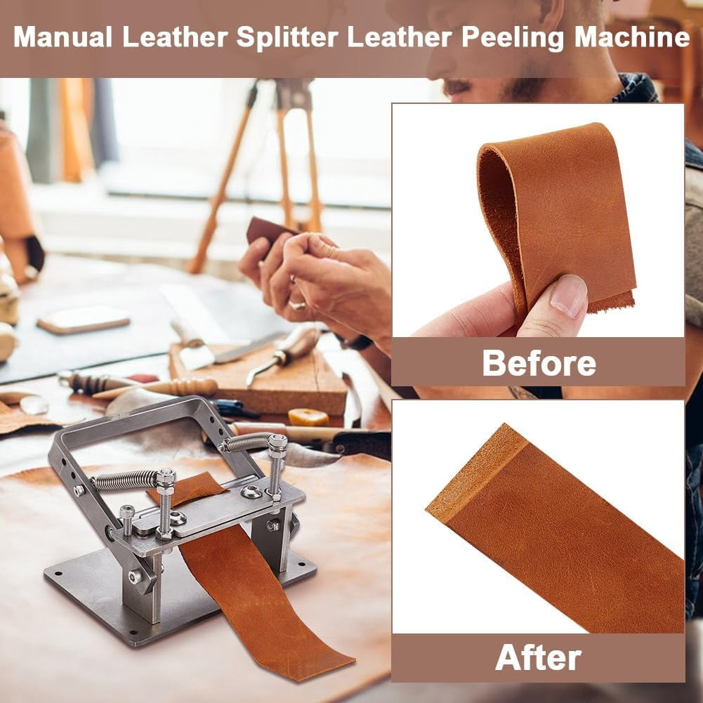 Manual Leather Peeling Machine Stainless Steel Leather Peeling Skiving Machine with 10pcs Blades Leather Peel Working Tools Manual Leather Splitter
