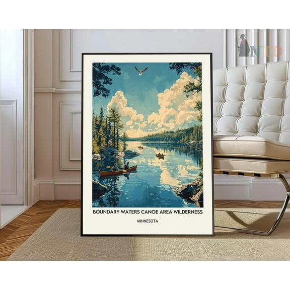 Boundary Waters Canoe Area Wilderness Poster, Travel Poster, Travel, Retro Travel Poster, Office Poster, Travel Art Wall Art, Modern Wall Decor, 8x12 UNFRAMED