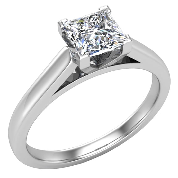 Diamond Engagement Rings For Women GIA Certified Princess Solitaire Diamond Ring 18K White Gold 0.50 Carat (G,VS1)