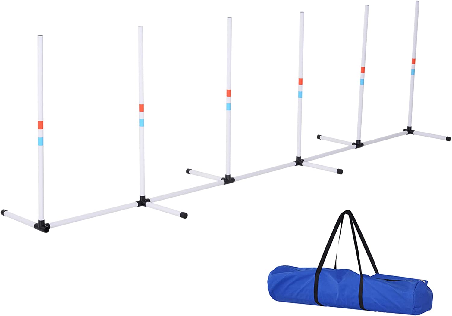 PawHut Adjustable Dog Agility Training Obstacle Set with Weaves Poles