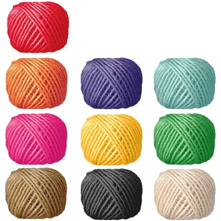 Naler 10-Roll Colorful Jute Twine – 2mm X 82 Feet Per Roll, Natural Jute String For Gift Wrapping, DIY Crafts, Home Decor & Party Decorations
