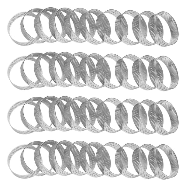 40 Piezas de Anillos de Tarta Circulares con Agujeros de Acero Inoxidable Pastel de Frutas Quiches Molde de Mousse de Pastel Molde para Hornear de Cocina 7cm