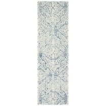 SAFAVIEH Blossom Asher Geometric Wool Runner Rug, Blue/Ivory, 2'3" x 10'