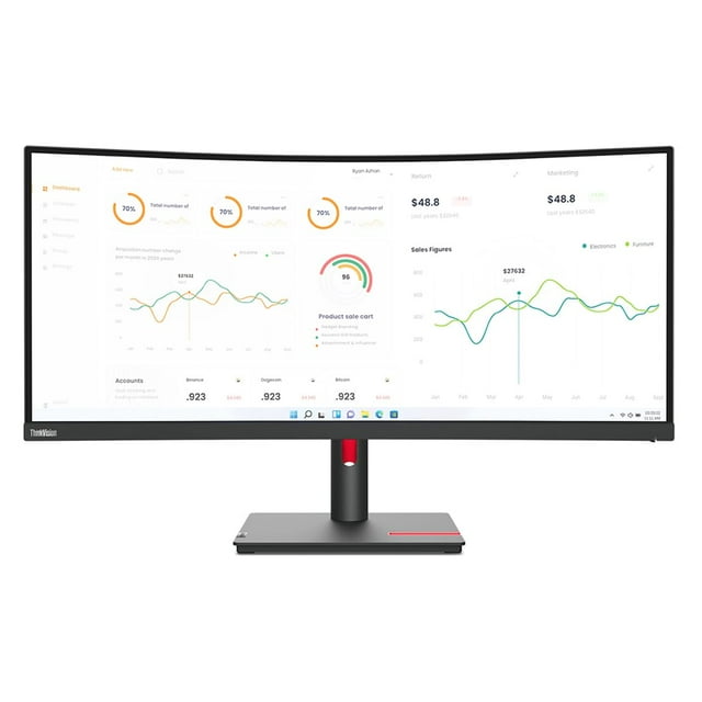 Lenovo ThinkVision T34w-30 Monitor Curvo WQHD 3440x1440 60Hz 21:9 4ms 1500R