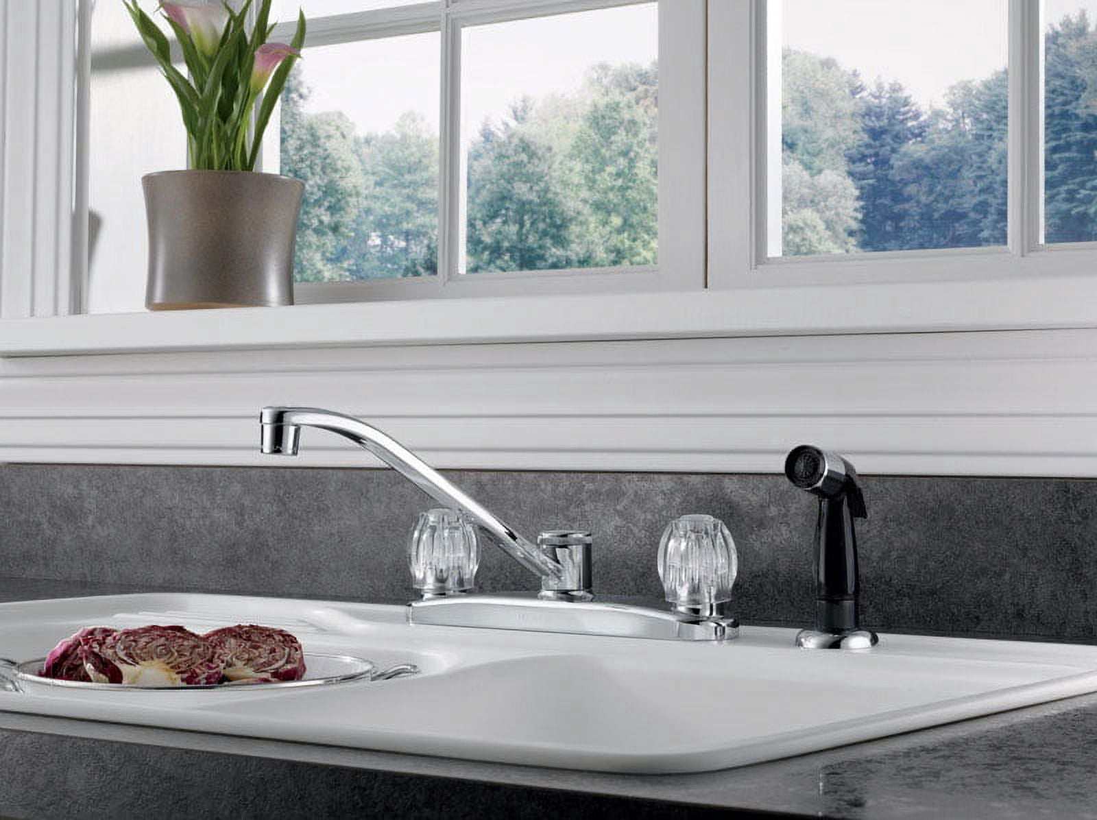 Peerless Classic Two Handle Chrome Kitchen Faucet Side Wand Included