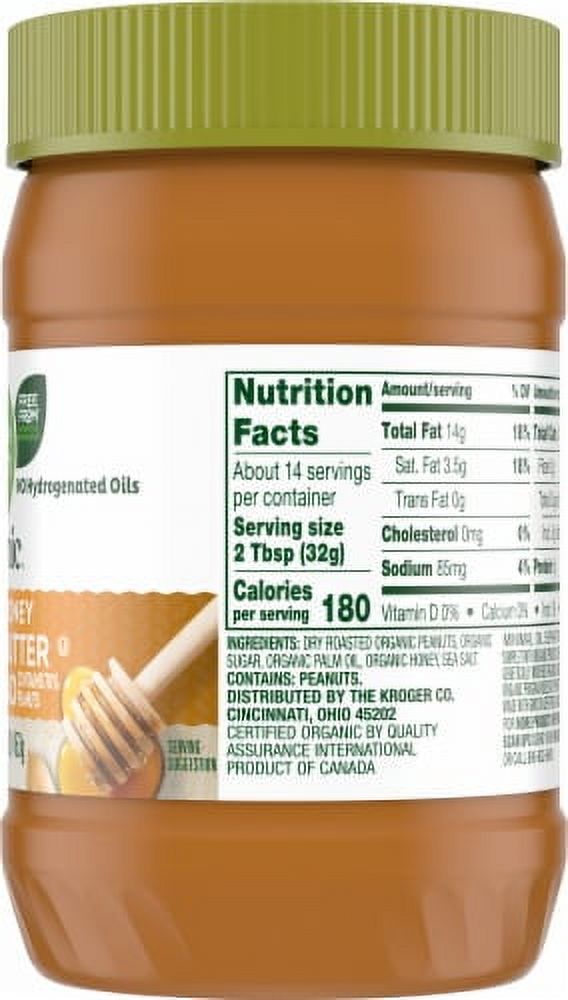 2X - Simple Truth Organic No Stir Creamy Honey Peanut Butter Spread 16 oz