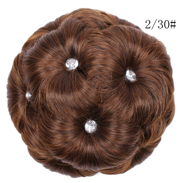 Bague Perruque Femme Cheveux Bouclés Mariée Maquillage Diamant Chignon Fleurs Postiche, Chandail Toupet