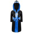 thumbnail image 1 of Alvivi Enfants Garçons Robe de Boxe Art Martial Muay Thaï Uniforme Manches Longues Kick Boxe Robe à Capuche Ensembles Noir&Bleu D 6, 1 of 5