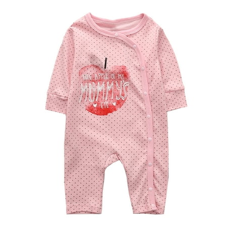 

StylesILove Unisex Infant Baby Fall Long Sleeve Character Print Cotton Romper Jumpsuit (70/3-6 Months Pink)