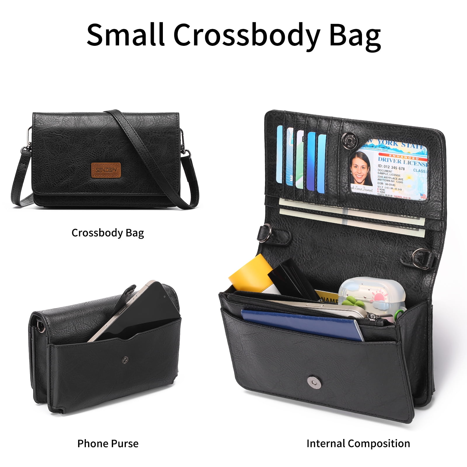 Sendefn Crossbody Bags For Women,Wallet Phone Purse Shoulder handbags Multi-Function Small RFID Clutch Card Holder