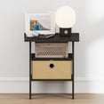thumbnail image 4 of Furinno TIDUR Open Shelf Nightstand with Storage Bin. End Table. Espresso, 4 of 5