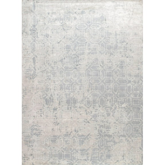 Pasargad Home Beverly 10' x 14' Hand-Loomed Bamboo Silk Grey/Beige Rug - All Ages, Indoors