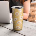 thumbnail image 4 of Daisy Yellow 20oz Tumbler Stainless Steel Double Wall Vacuum Insulated Coffee Mug Travel Cups for Wife Mom Daughter Sister Friend Coworker, Metal Straws and Brush, 4 of 7