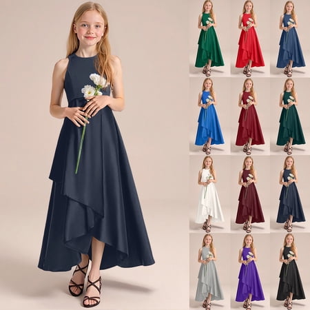 Gaexia Girls Formal Dresses Party Gown For Recital Performance Pageant Elegant Sleeveless Summer Kids Toddler Chiffon Graduation Flower Girl Dress