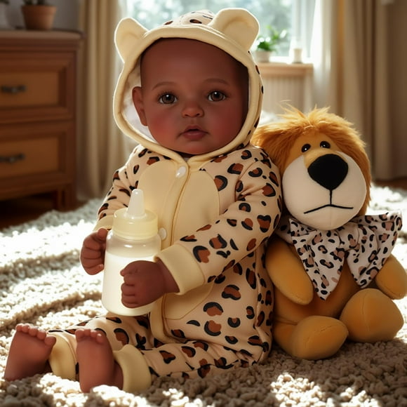 Muñeca BABESIDE negra de 48 cm con cuerpo suave y realista con accesorios
