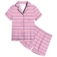 thumbnail image 3 of Pyjama pour Filles en Satin Doux à Rayures Ensemble de Pyjama Décontracté pour Confort Quotidien et Jeu, 3 of 3