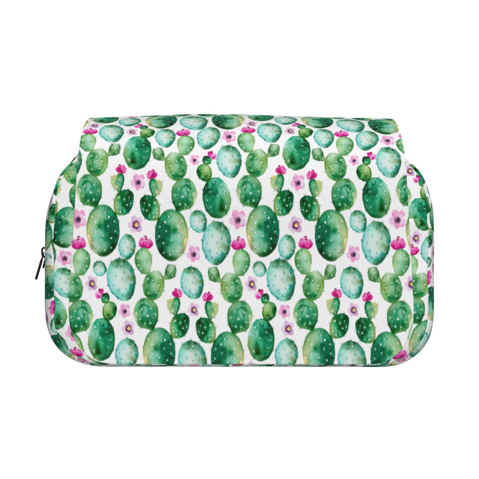 Rateoe Cactus Plants Pattern Double Clamshell Pen Case, Storage Organizer with Two Zipper Compartments– Holds Up to 50 Pencils & Pens