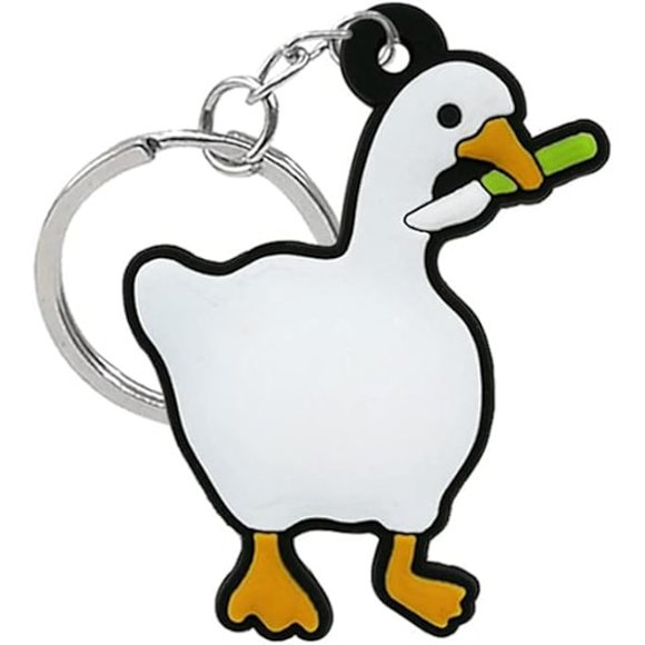 1pc PVC Cute Animal White Goose Keychain Cartoon Key Ring Key Holder Fits Women Men Kids Keys Accessories Keychain Custom Jewelry for Children